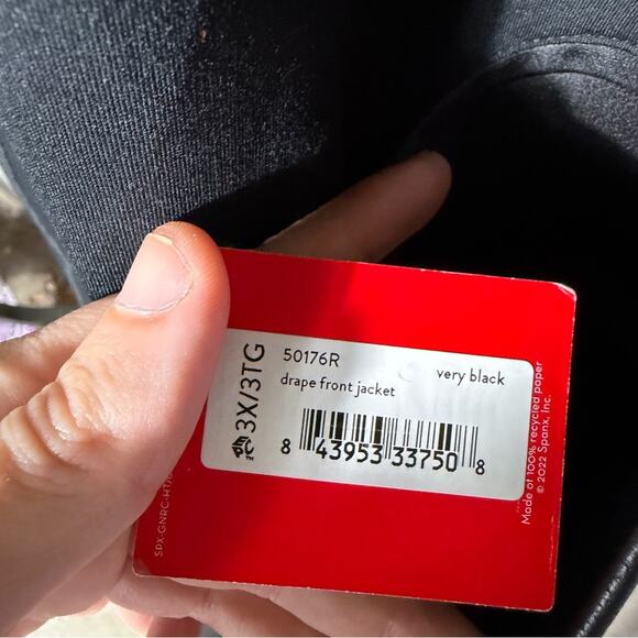 Spanx Drape Front Faux Leather Convertible Jacket in Black Size 3X - Picture 8 of 9